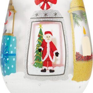 Enesco Lolita Festive Lanterns Santa Hand Painted 20oz Stemless Wine Glass New